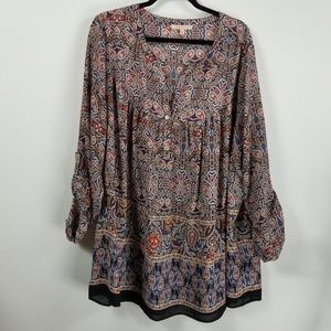 Gibson latimes longsleeve tunic blouse 3X paisley
